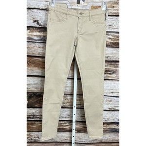 Hollister New 26x31 High Rise Super Skinny Stretch Khaki Brown Tan Pants Jeans